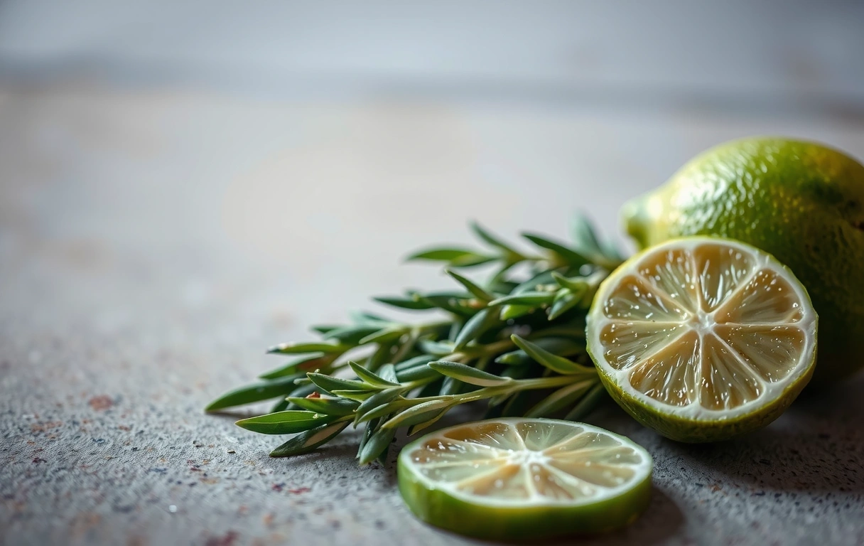 Friss fűszernövények és lime